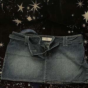 Hollister Dark Wash Denim Mini Skirt with Self Tie